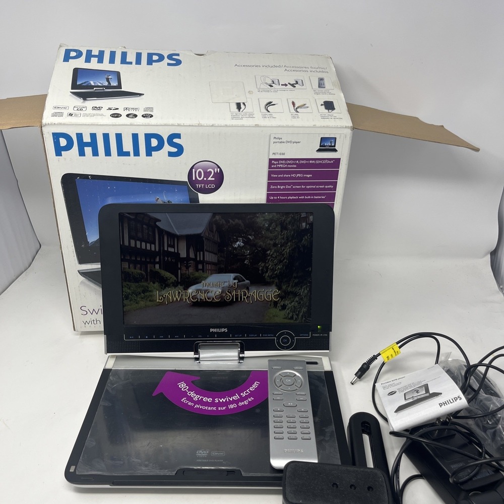Philips PET1030/37 10.2" Portable DVD Player W/Swivel Screen USB/SD ports